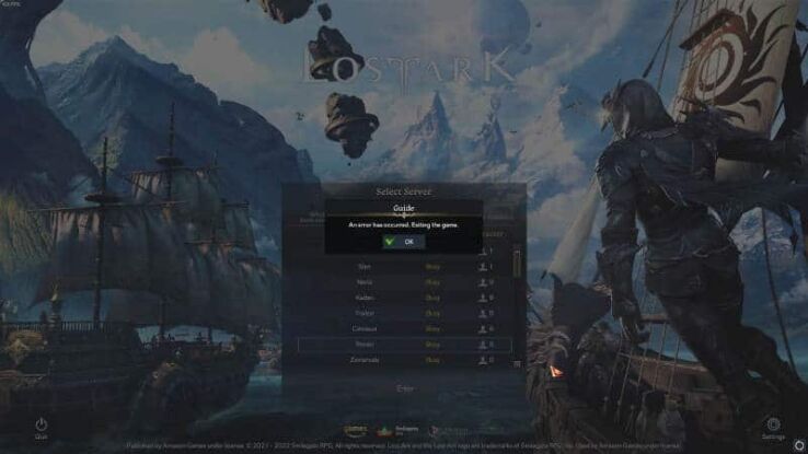 The Lost Ark an error has occurred exiting the game error plagues players