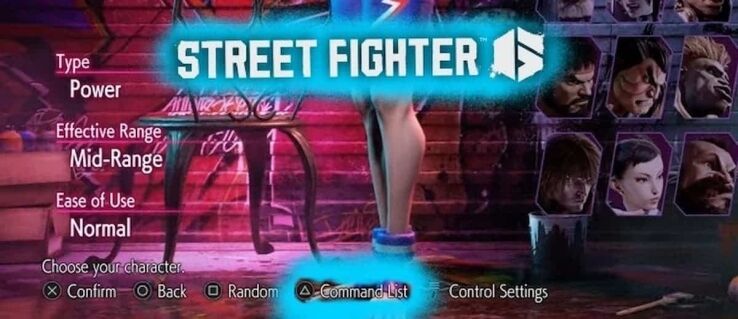 How to see list of moves in Street Fighter 6